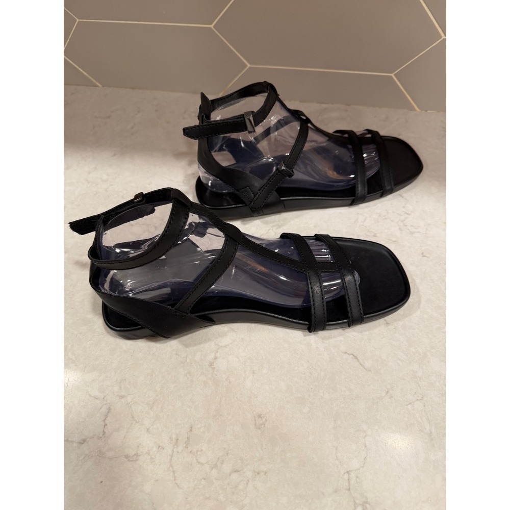Franco Sarto Womens Black Strappy Gladiator Flat Sandals Square Toe Size 9.5